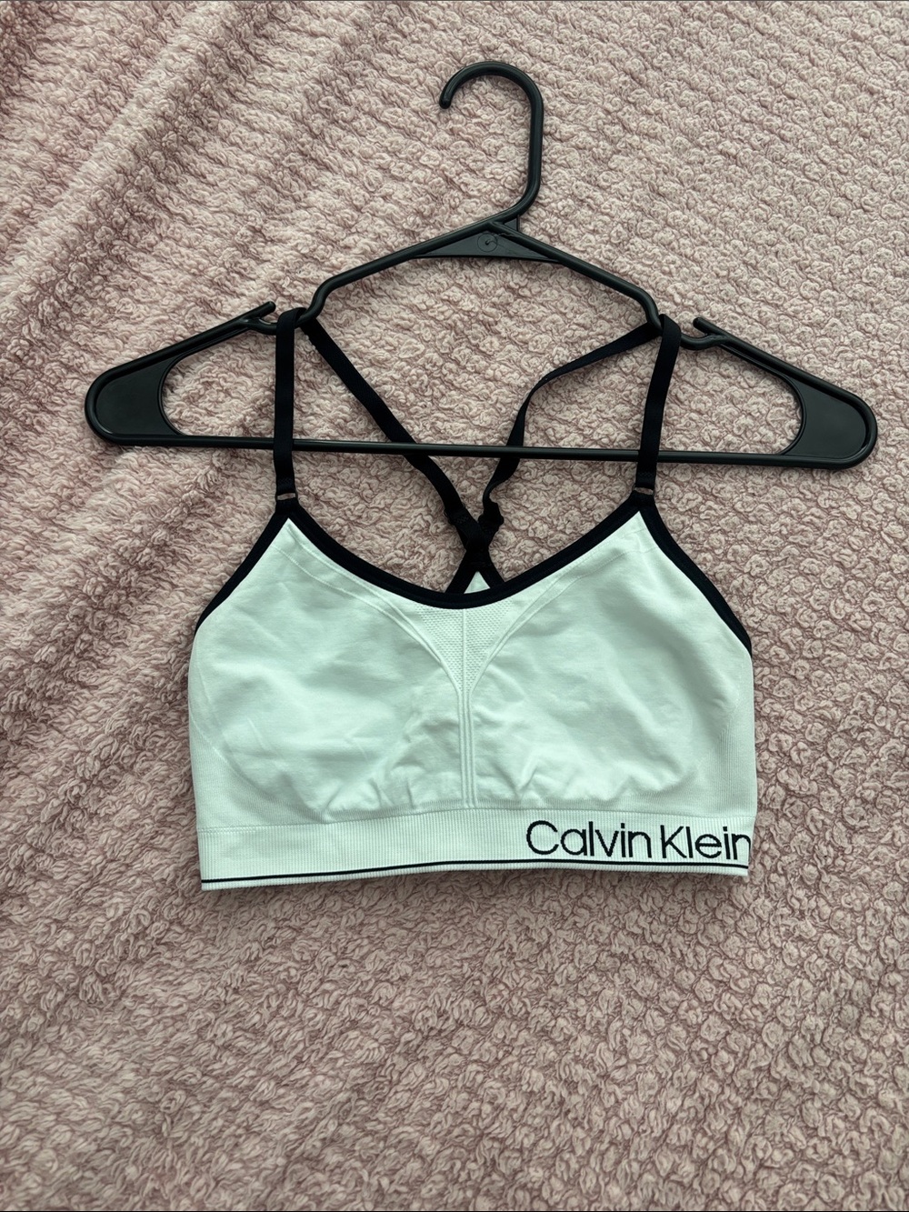 Calvin Klein White Bralette with Black Trim and Strappy Back